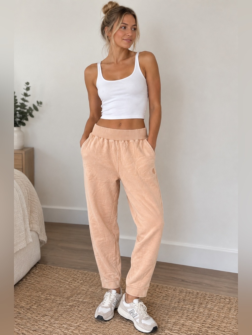 Free People Neutral Beige Women's Jogger Pants - Casual Comfort